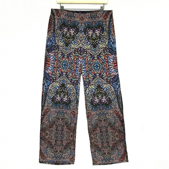 Premise Womens Pants Plus 1X Black Colorful Tile Pattern Pull On Retro Tribal - Picture 1 of 16